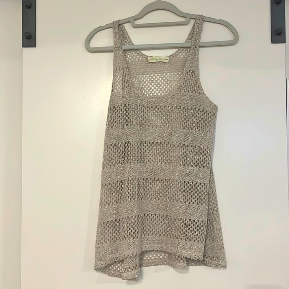Anthropologie Staring at Stars Knit Tank Blouse Tan LARGE boho